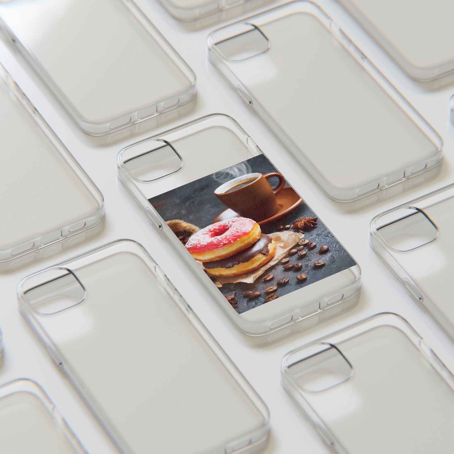 The Donuts And Coffee Clear Silicone Phone Cases