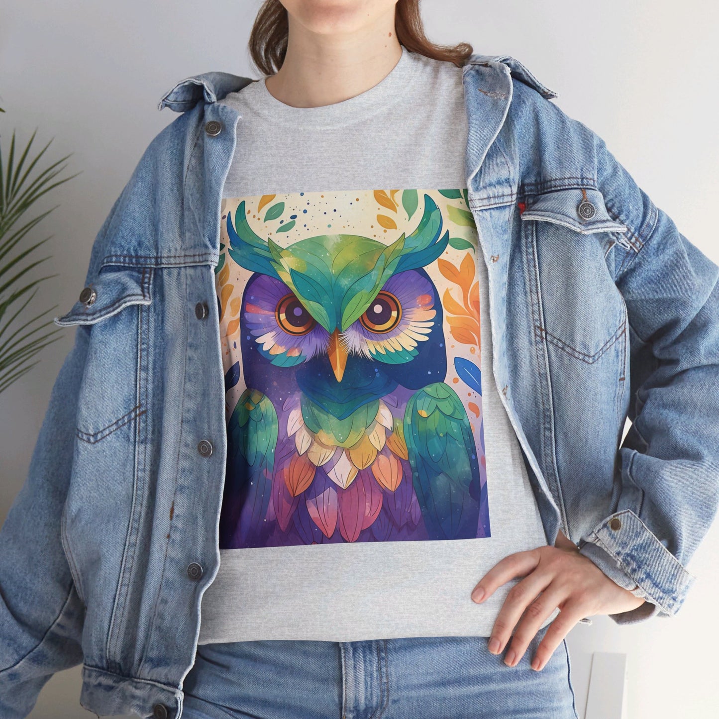 The Owl Print Modern Style Unisex Heavy Cotton Tee