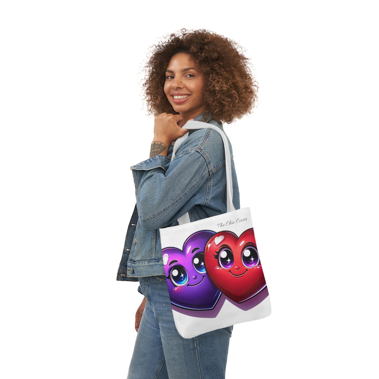 Hearts Polyester Canvas Tote Bag