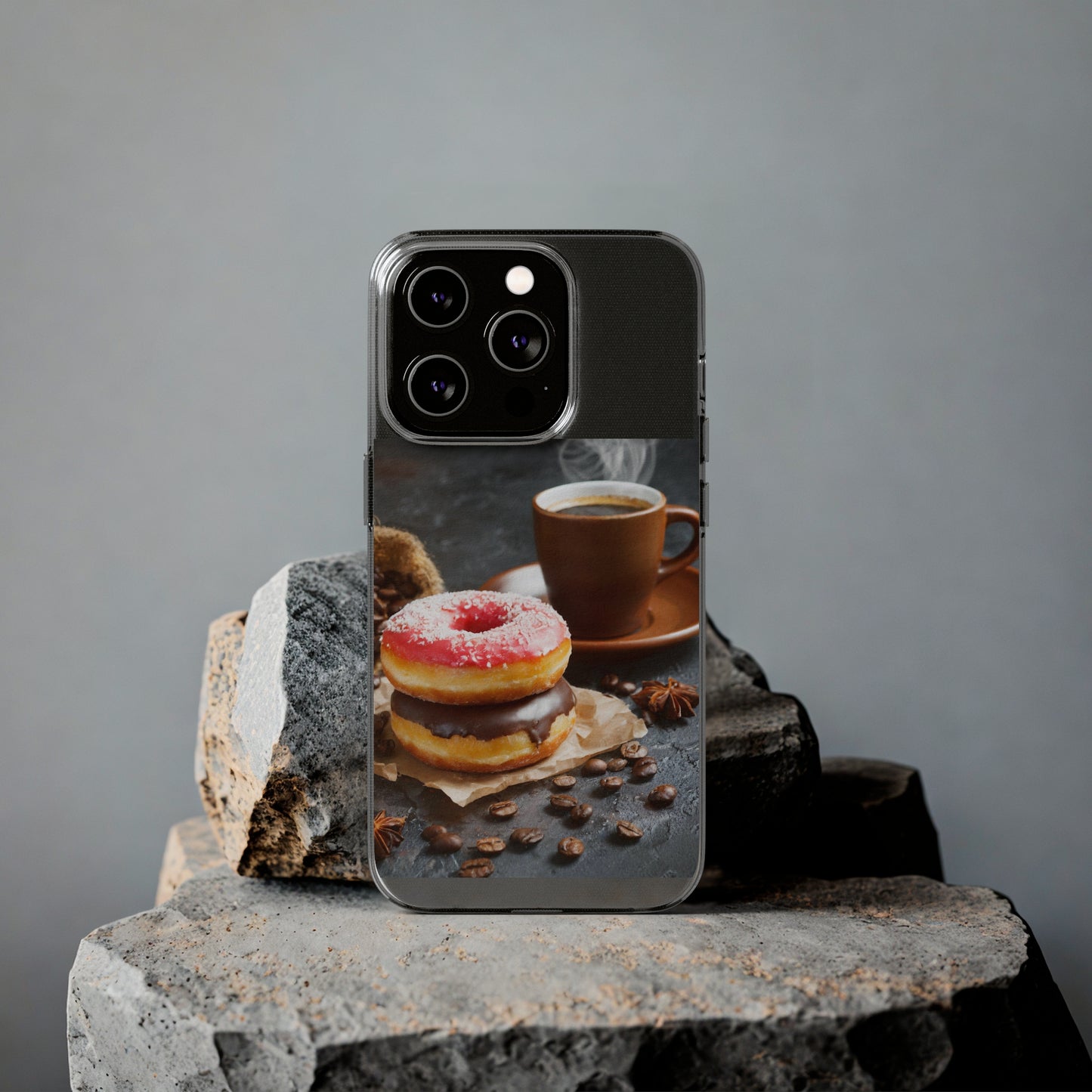 The Donuts And Coffee Clear Silicone Phone Cases