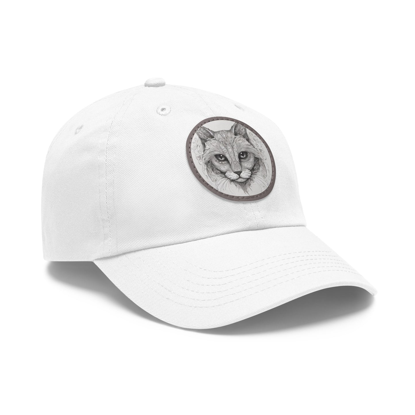 The Cat Dad Hat with Leather Patch Round