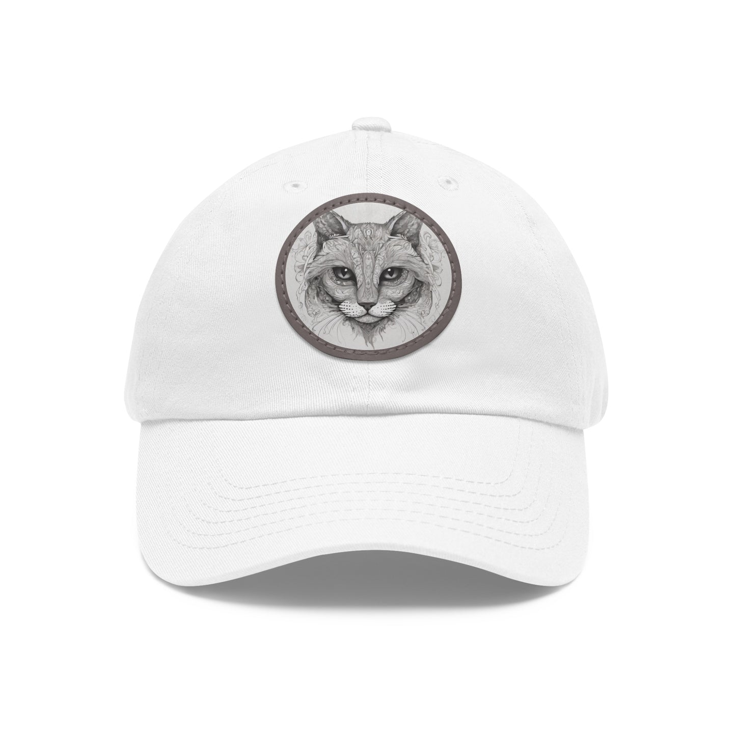 The Cat Dad Hat with Leather Patch Round