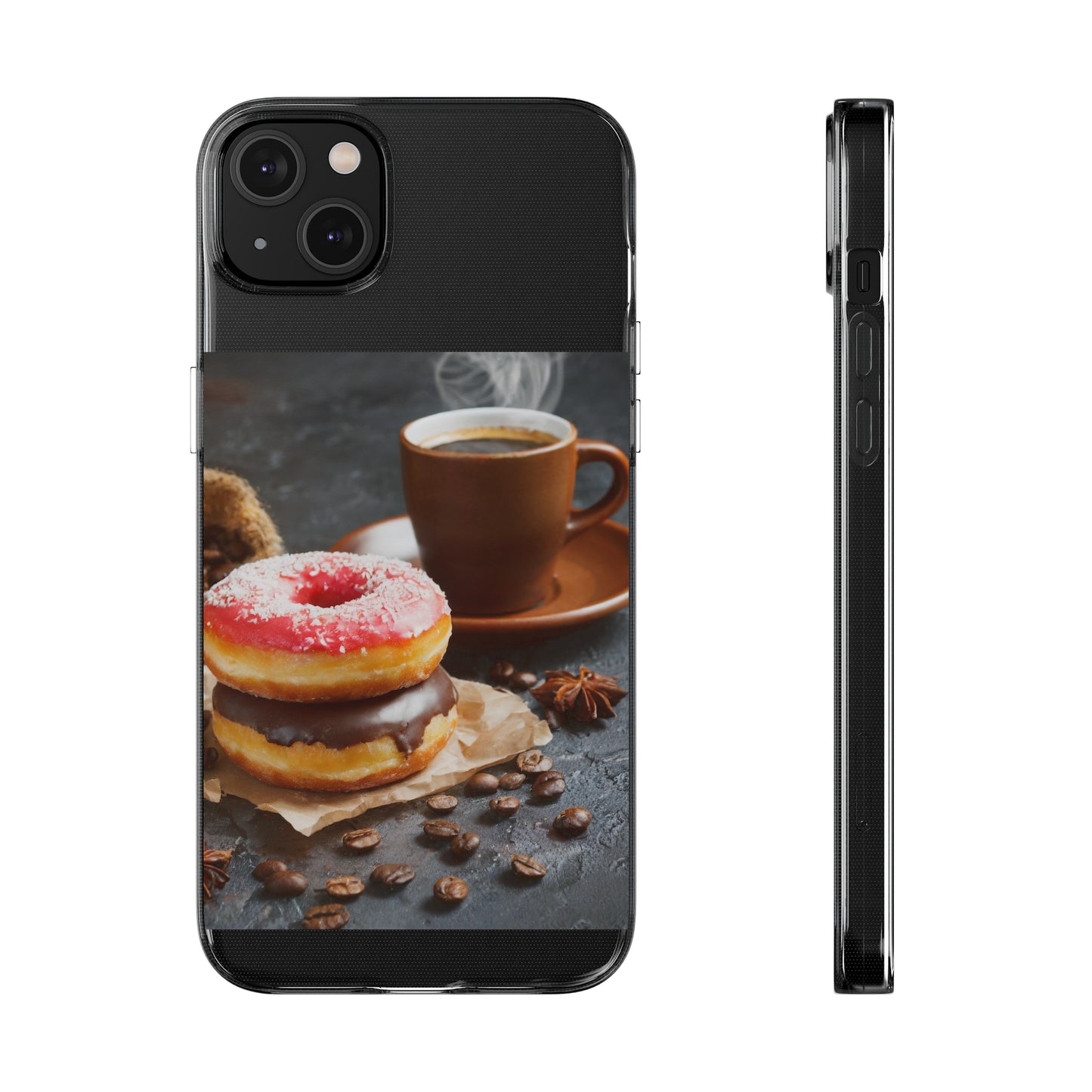 The Donuts And Coffee Clear Silicone Phone Cases