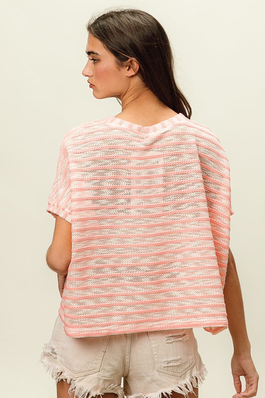 Striped Short Sleeve Round Neck T-Shirt