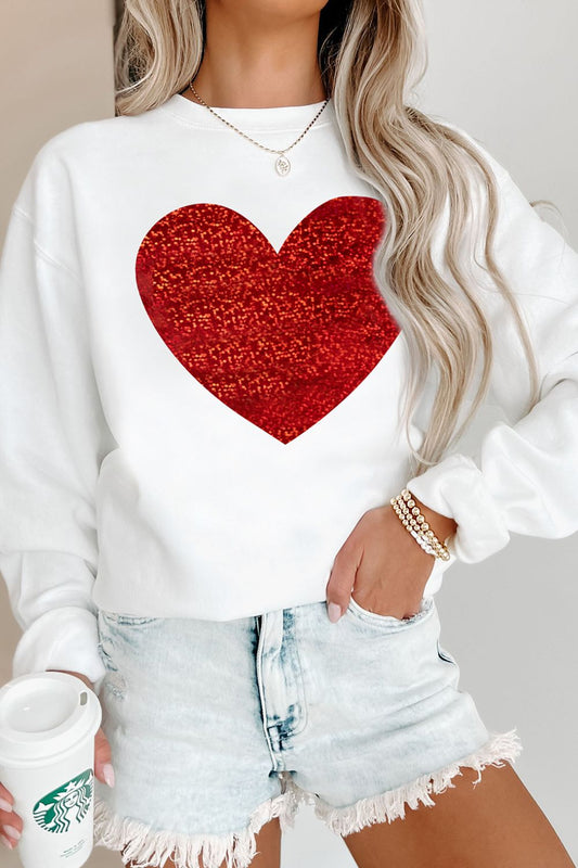 Valentineβs Day Heart Round Neck Long Sleeve Sweatshirt