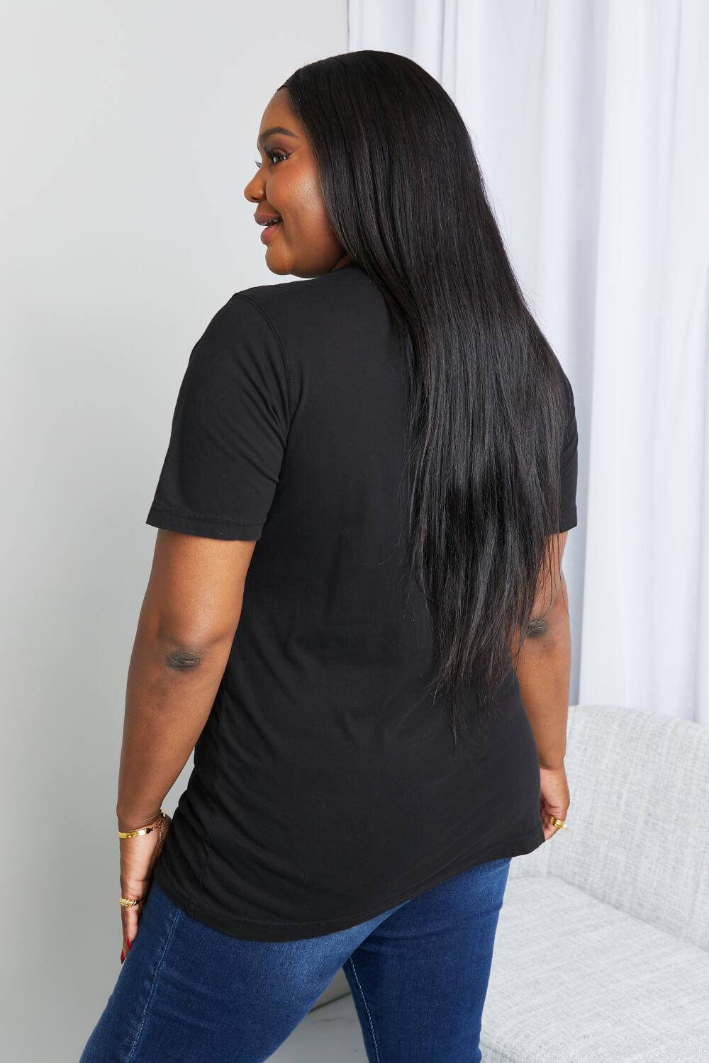 Full Size Graphic Round Neck Tee Shirt