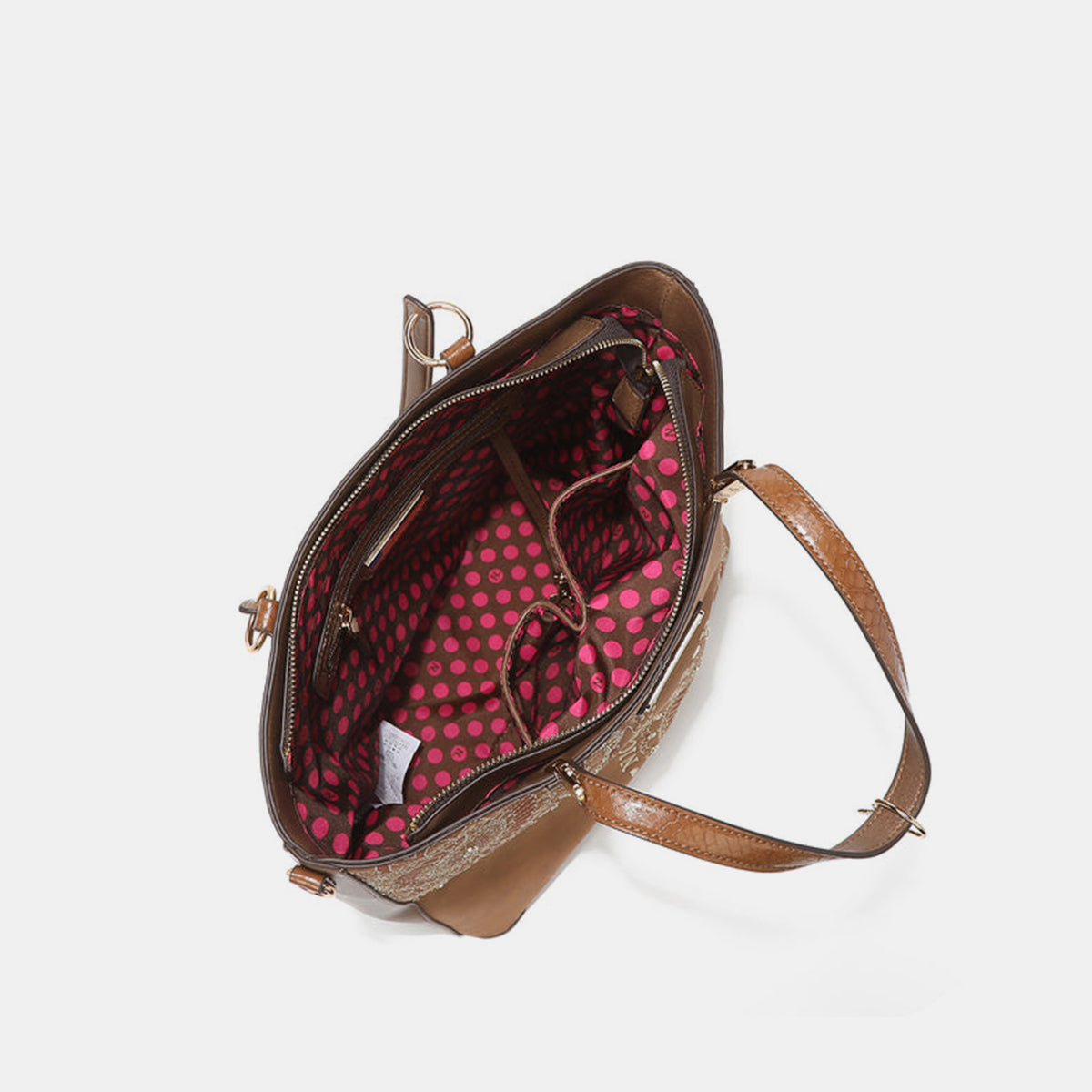 Nicole Lee USA Nikky Metallic Stitching Embroidery Inlaid Rhinestone Tote Bag
