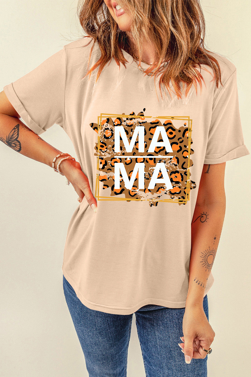 Round Neck Sand Short Sleeve T-Shirt