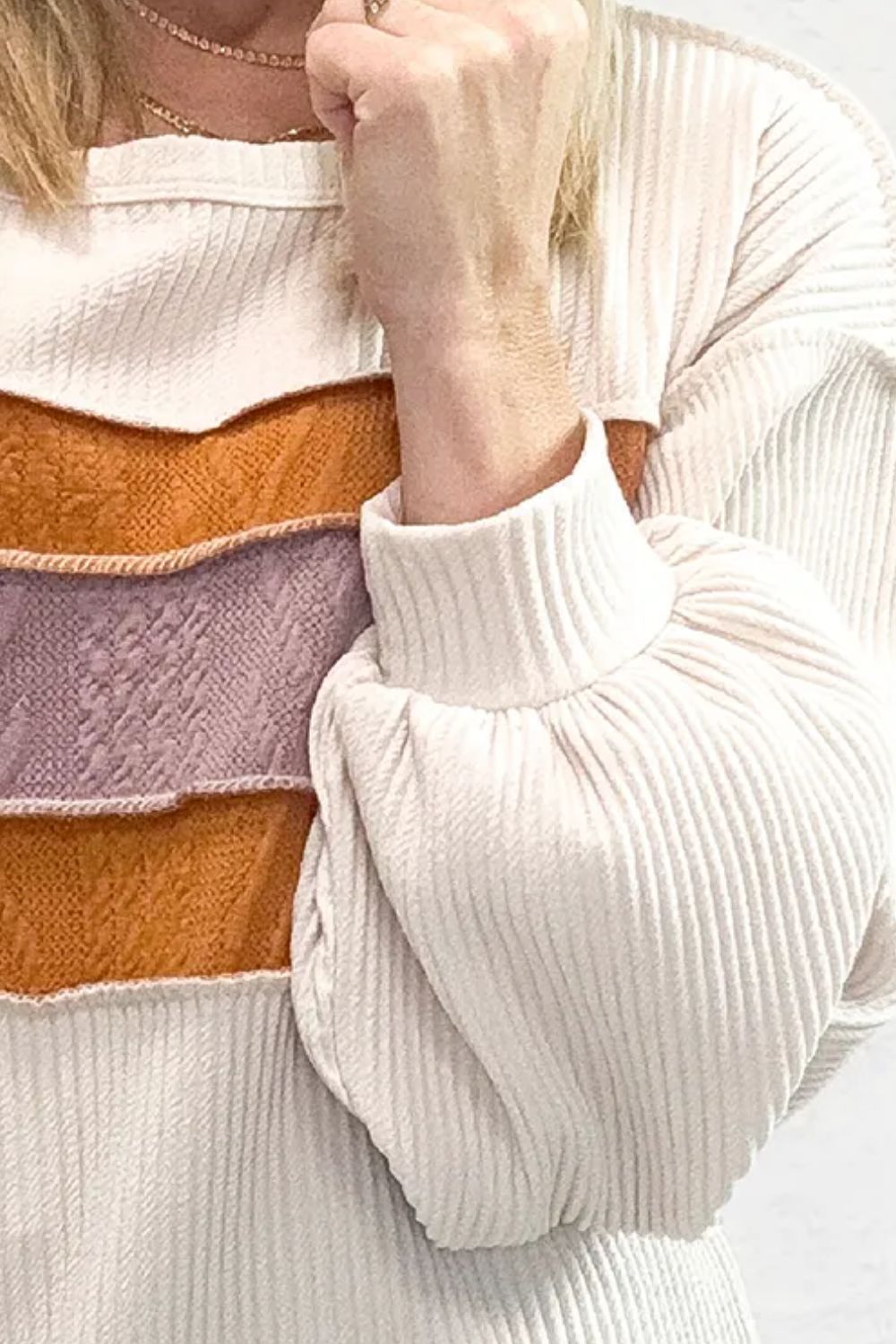 Chic Color Block Long Sleeve Sweatshirt