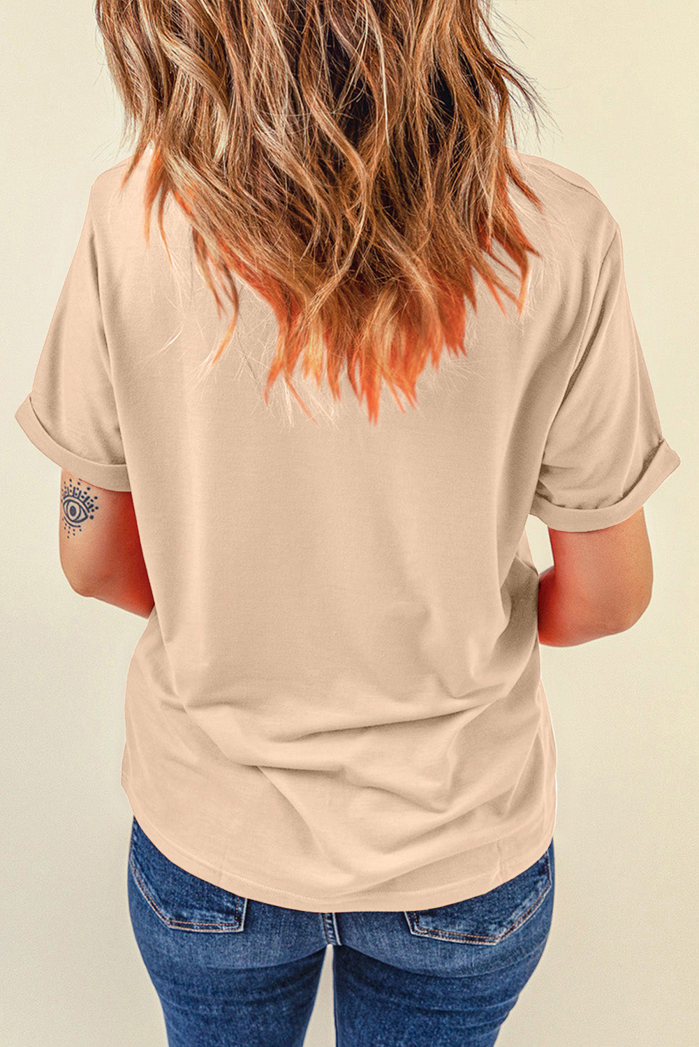 Round Neck Sand Short Sleeve T-Shirt