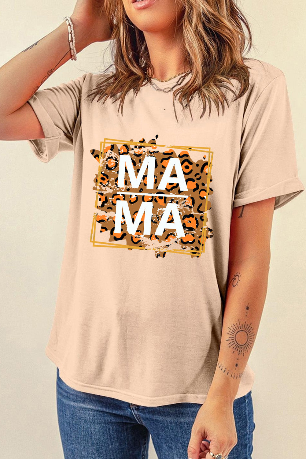 Round Neck Sand Short Sleeve T-Shirt