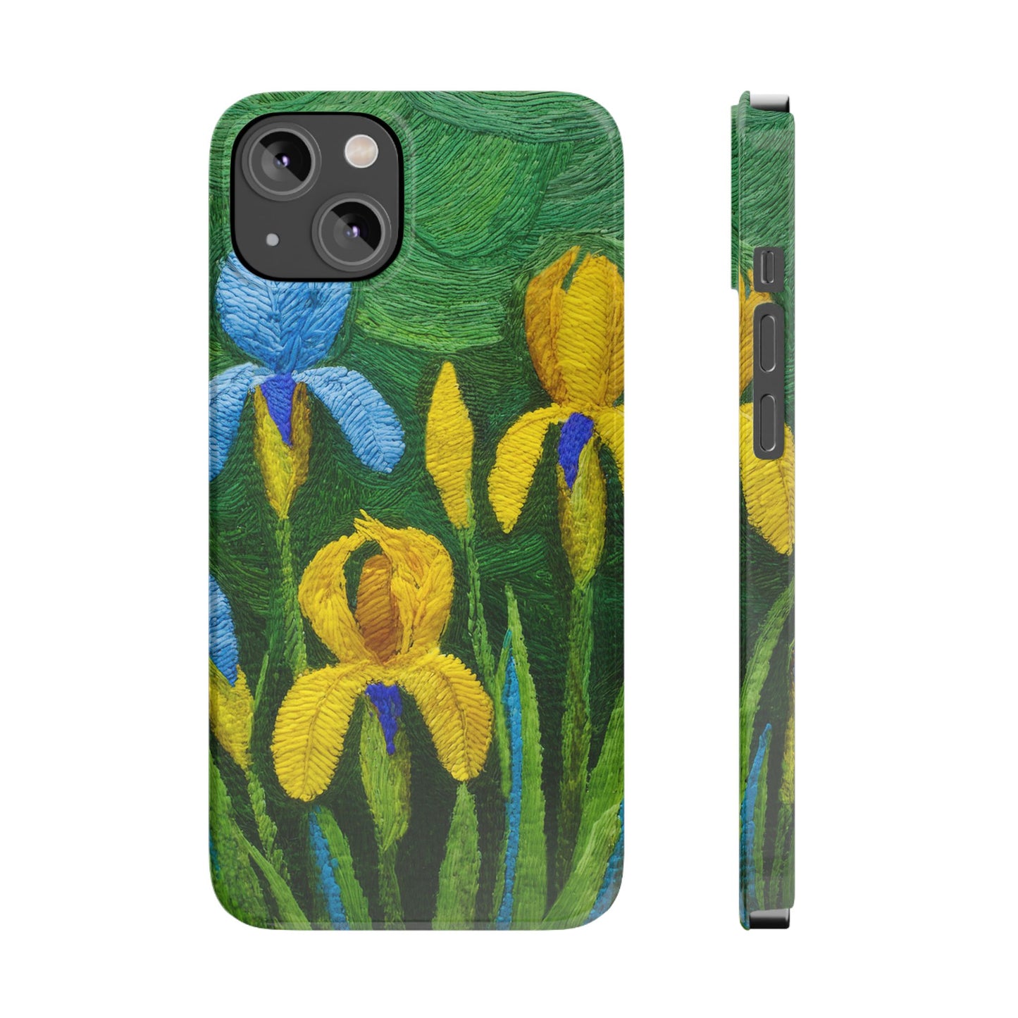 Knitted Irises Print Unisex Travel Slim Phone Cases