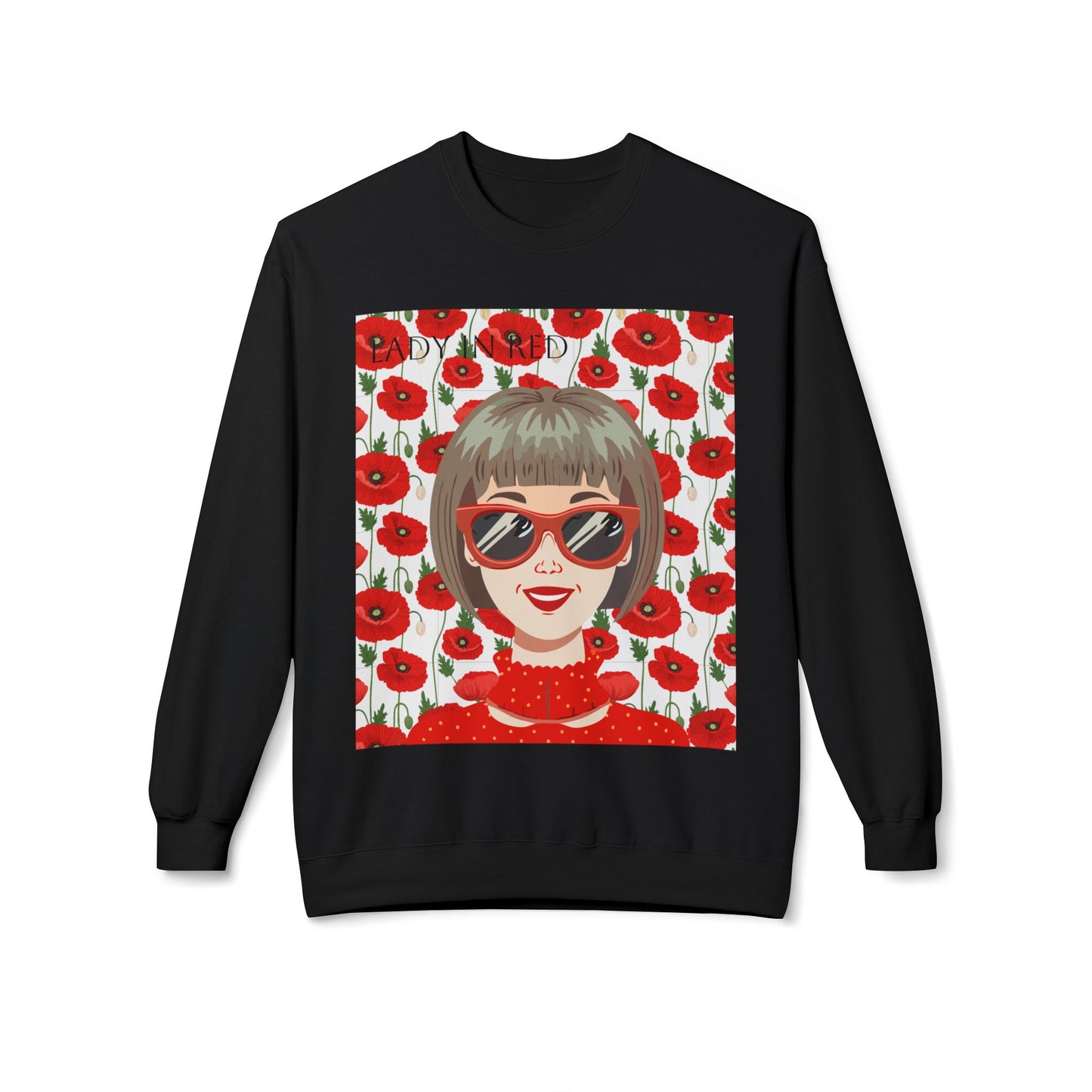 The Lady In Red Unisex Chic Midweight Softstyle Fleece Crewneck Sweatshirt