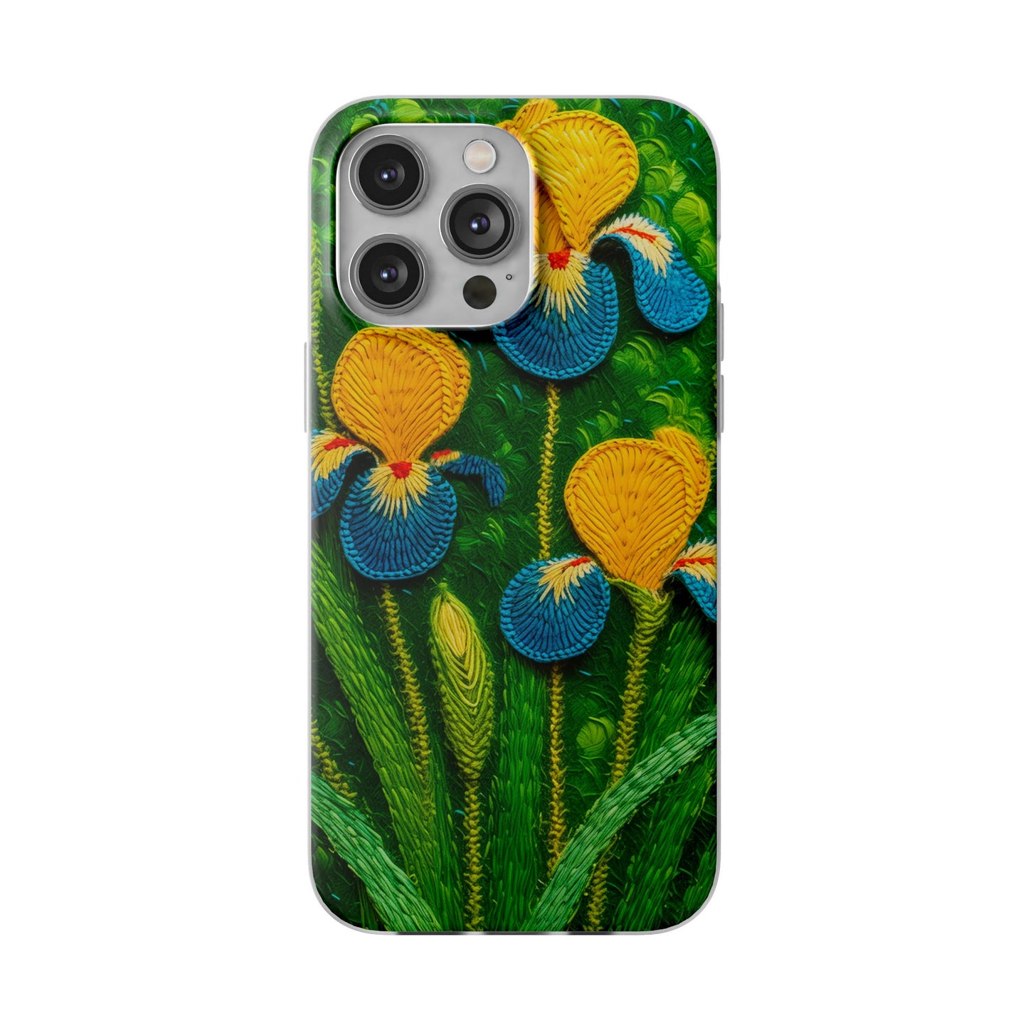 Knitted Yellow-Blue Irises Flexi Phone Cases