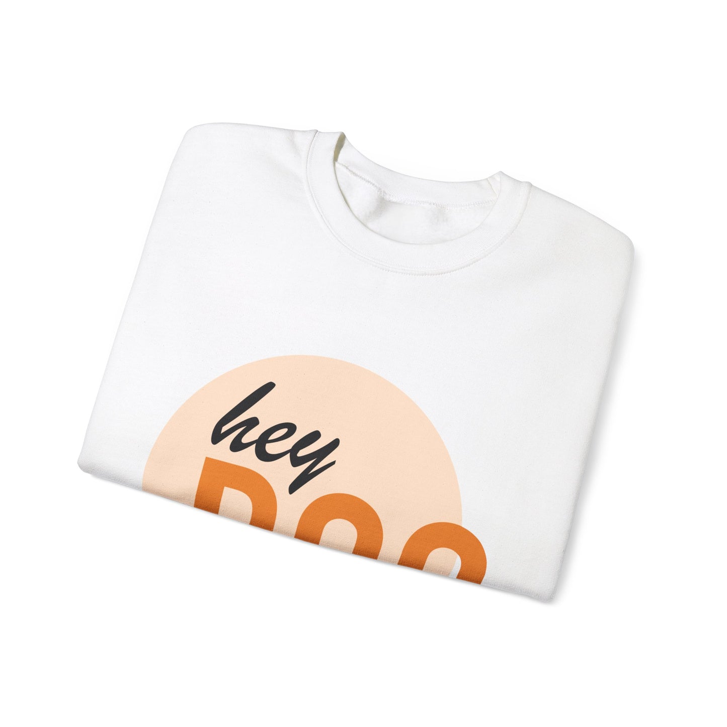 Hey Boo Halloween Print Chic Unisex Heavy Blend™ Crewneck Sweatshirt