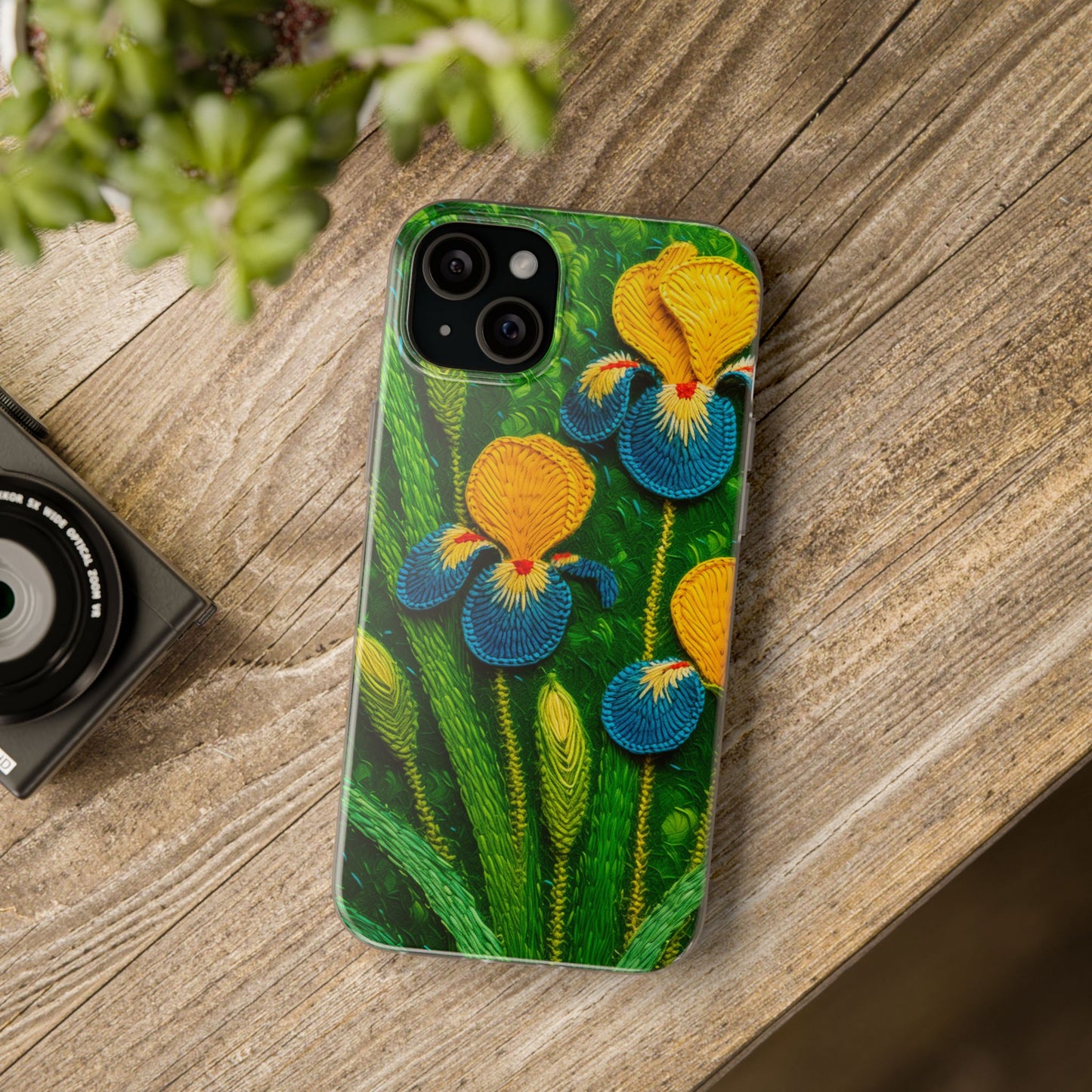 Knitted Yellow-Blue Irises Flexi Phone Cases