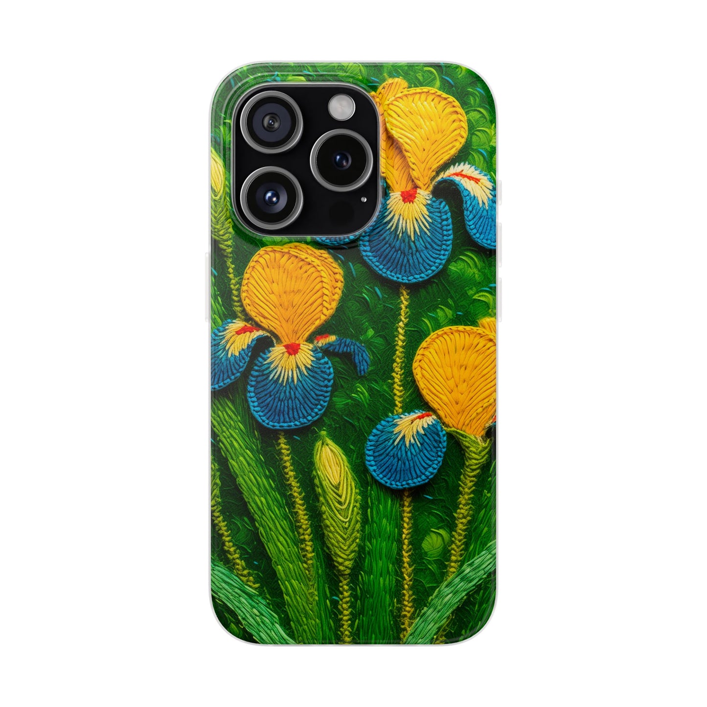 Knitted Yellow-Blue Irises Flexi Phone Cases