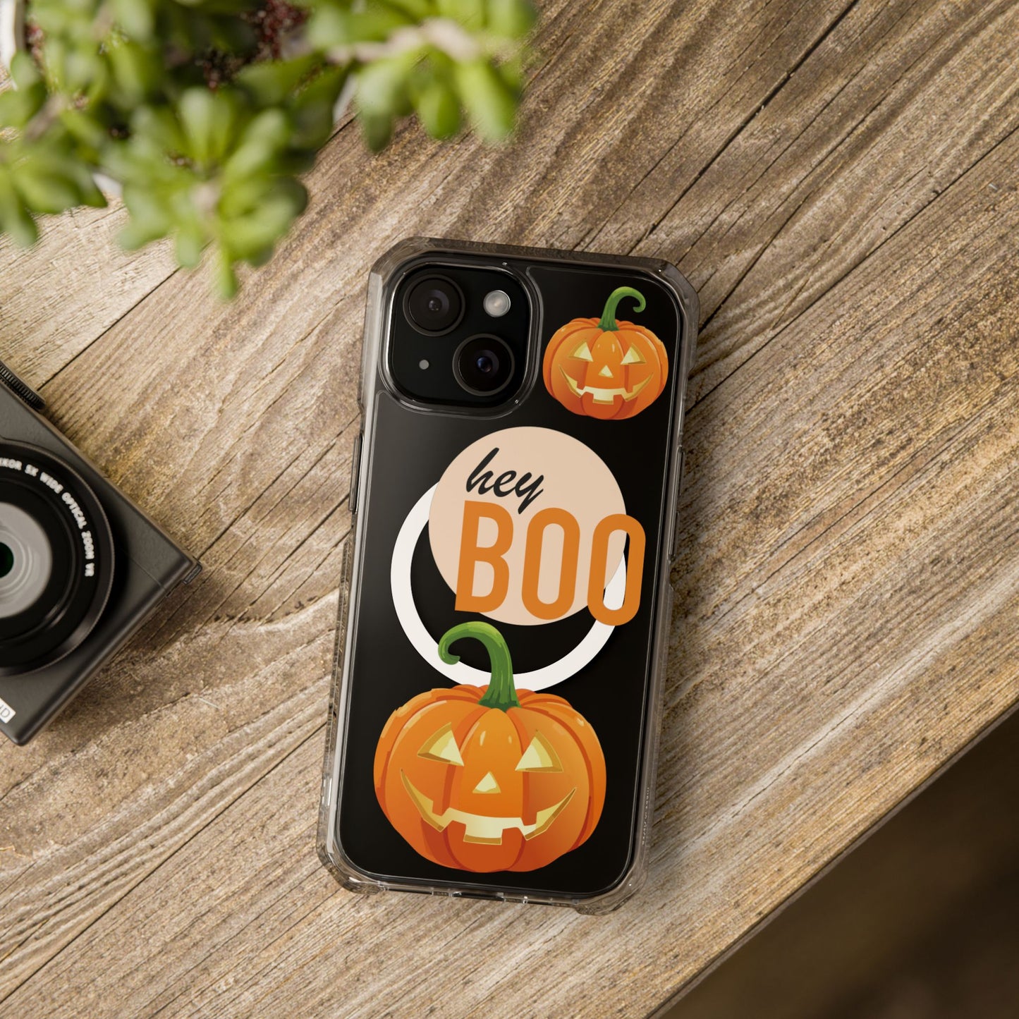 Hey Boo Jack Pumpkin Chic Design Magnetic Clear Impact iPhone Cases