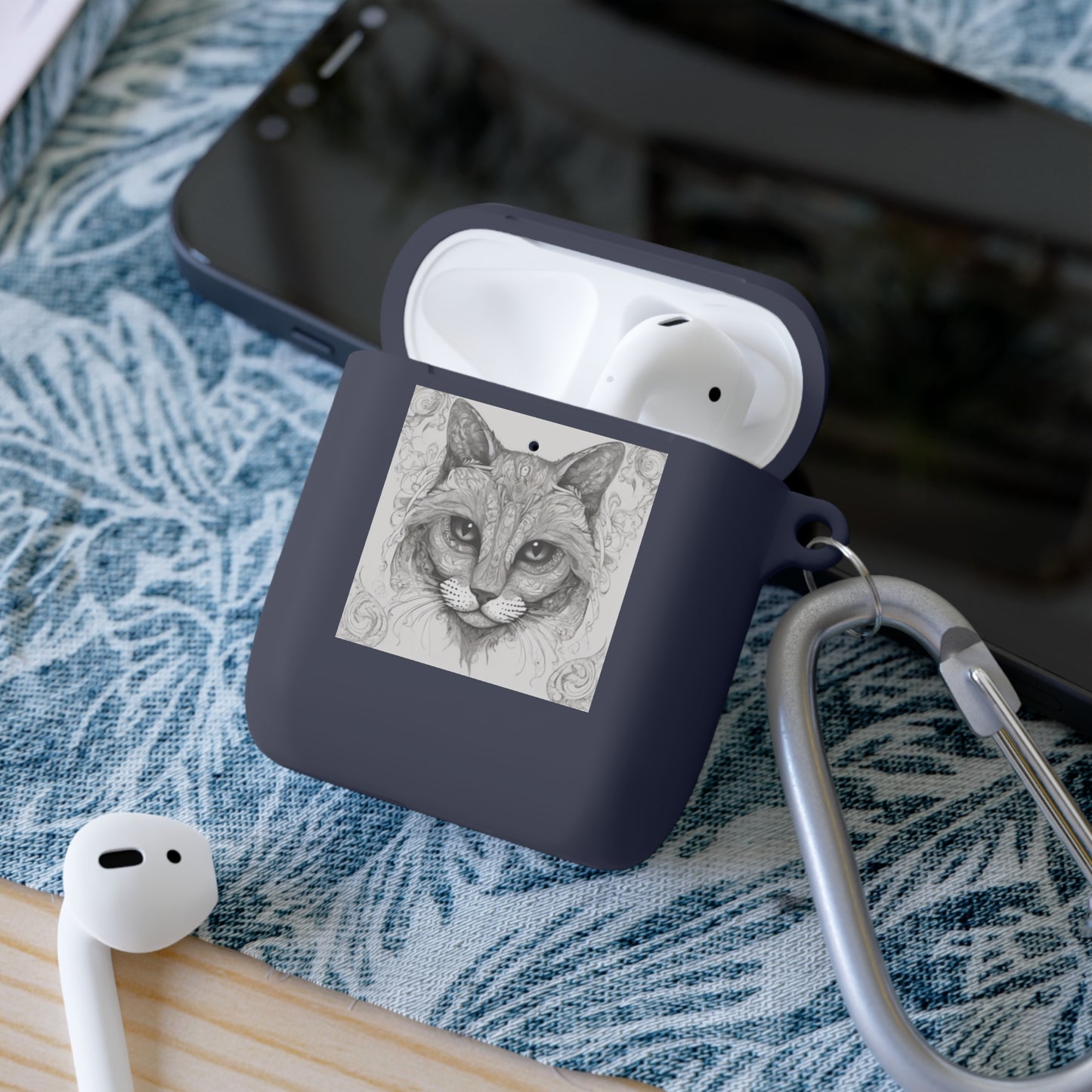 The Cat Black-and-White Print Unisex Travel AirPods and AirPods Pro Case Cover