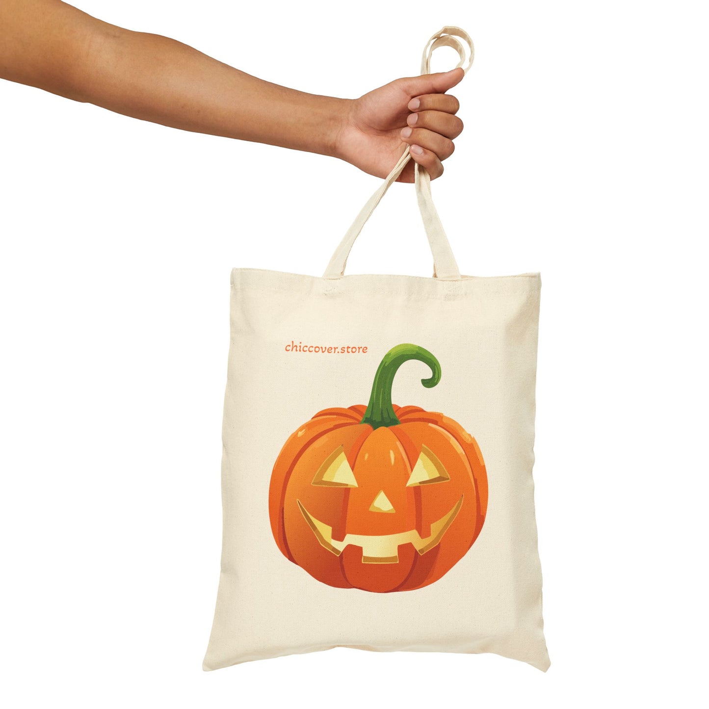 Spooky Season Jack Pumpkin Halloween Print Eco Cotton Canvas Tote Bag