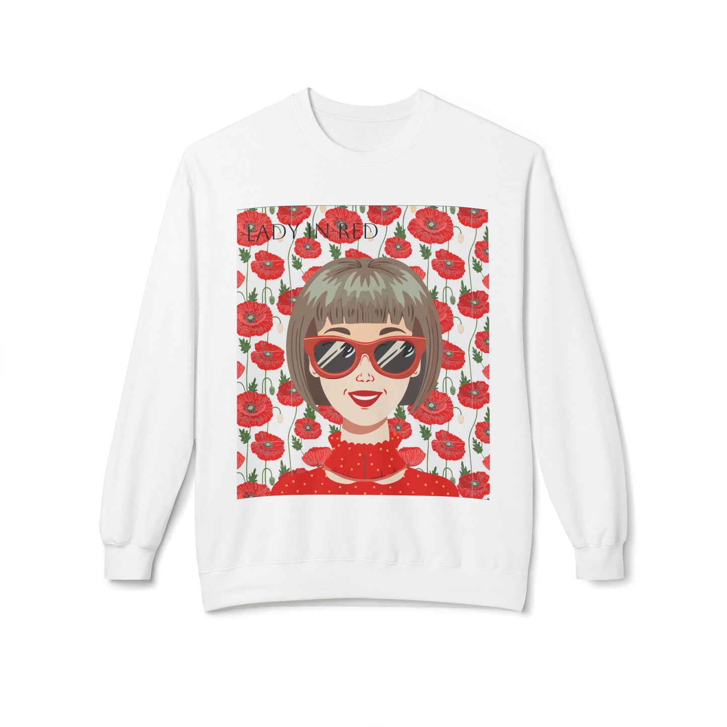 The Lady In Red Unisex Chic Midweight Softstyle Fleece Crewneck Sweatshirt