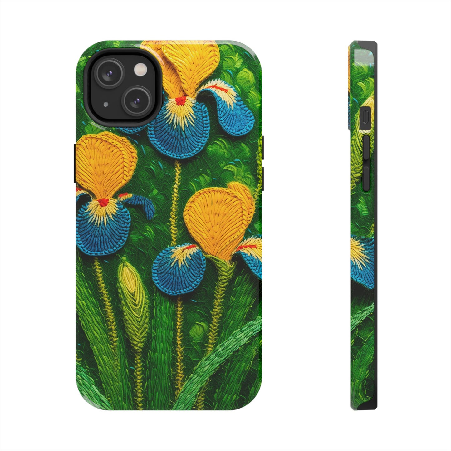 Knitted Yellow-Blue Irises Tough Phone Cases