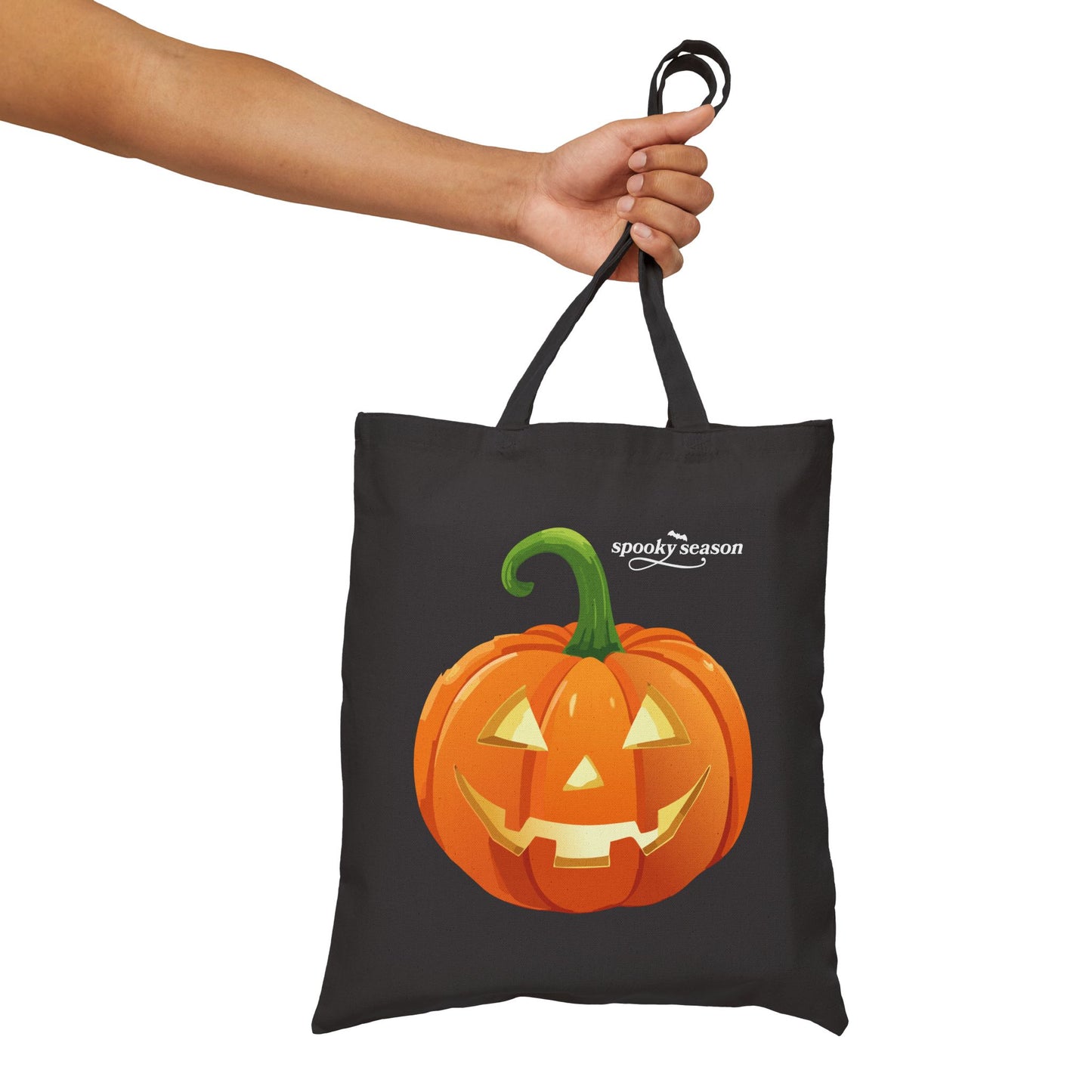 Spooky Season Jack Pumpkin Halloween Print Eco Cotton Canvas Tote Bag