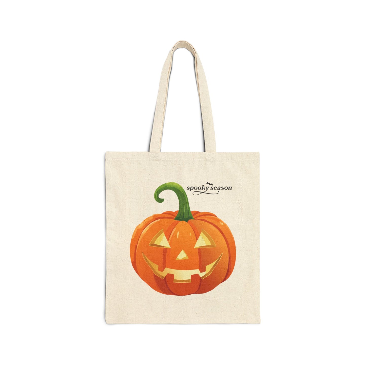 Spooky Season Jack Pumpkin Halloween Print Eco Cotton Canvas Tote Bag