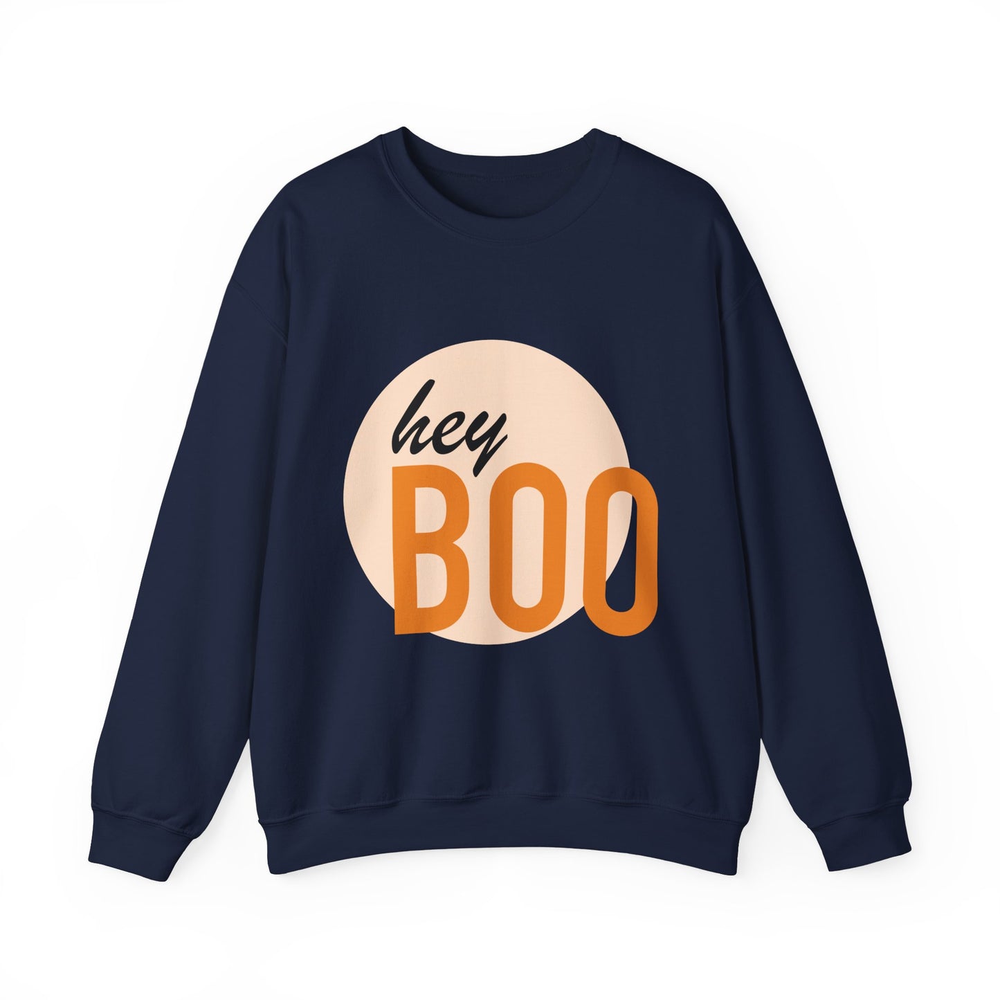 Hey Boo Halloween Print Chic Unisex Heavy Blend™ Crewneck Sweatshirt