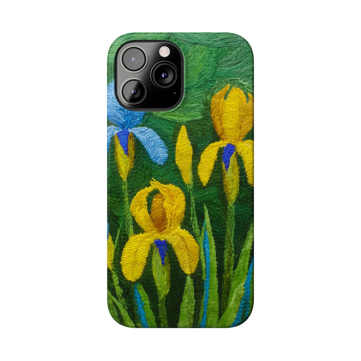 Knitted Irises Print Unisex Travel Slim Phone Cases