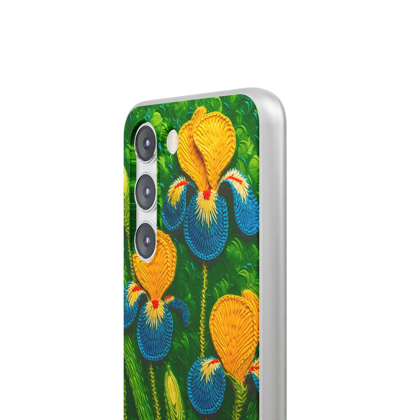 Knitted Yellow-Blue Irises Flexi Phone Cases