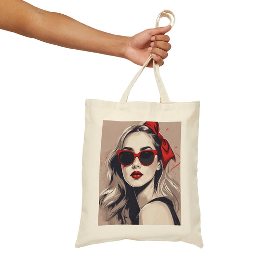 The Lovely Girl Print Style Modern Cotton Canvas Tote Bag