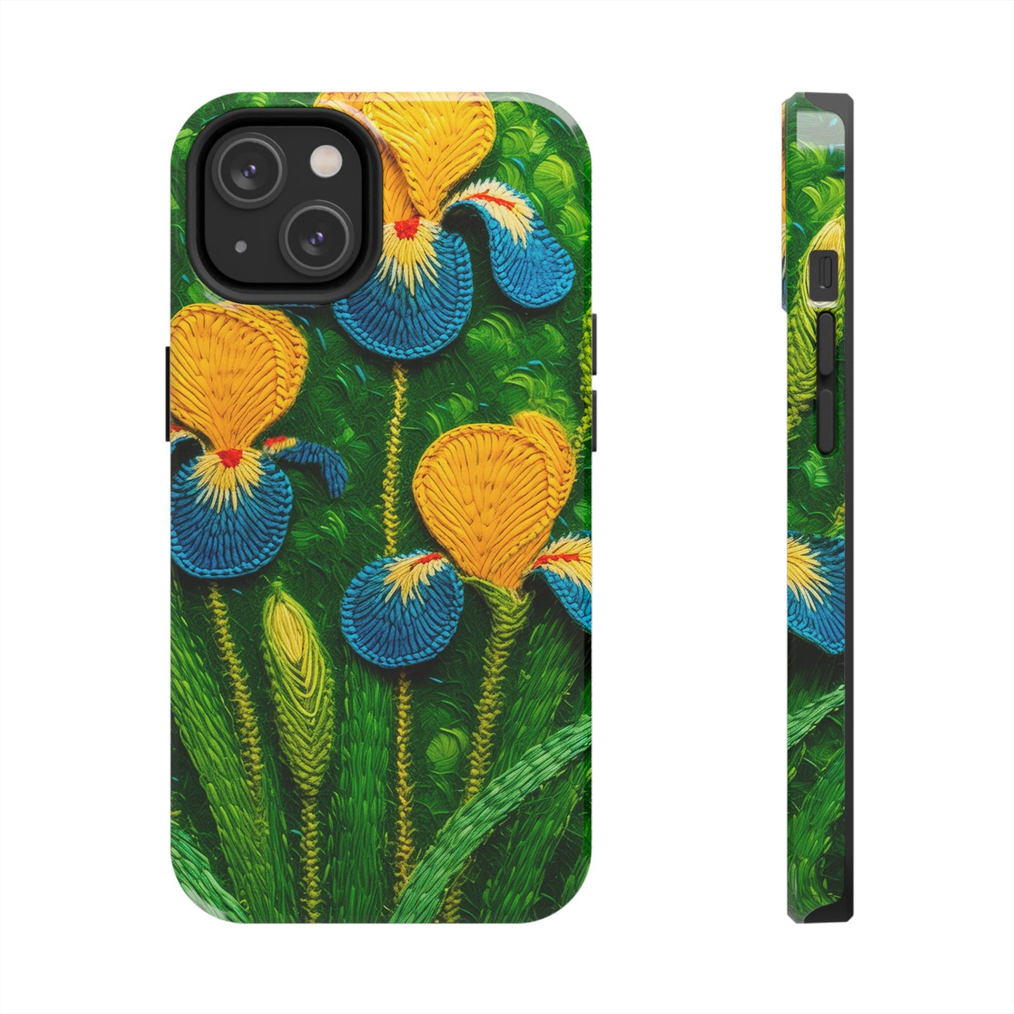 Knitted Yellow-Blue Irises Tough Phone Cases