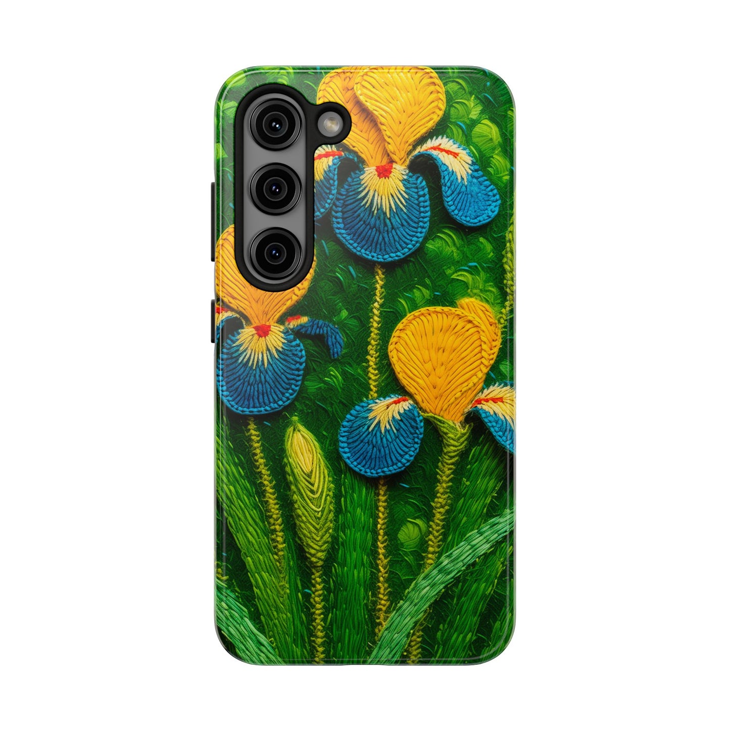 Knitted Yellow-Blue Irises Tough Phone Cases