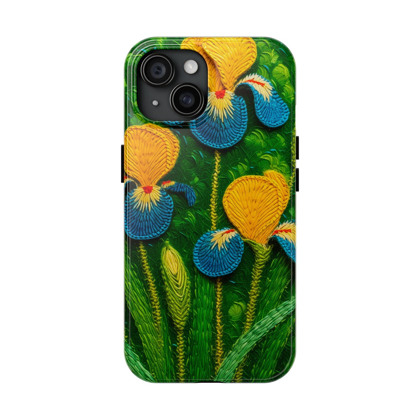 Knitted Yellow-Blue Irises Tough Phone Cases