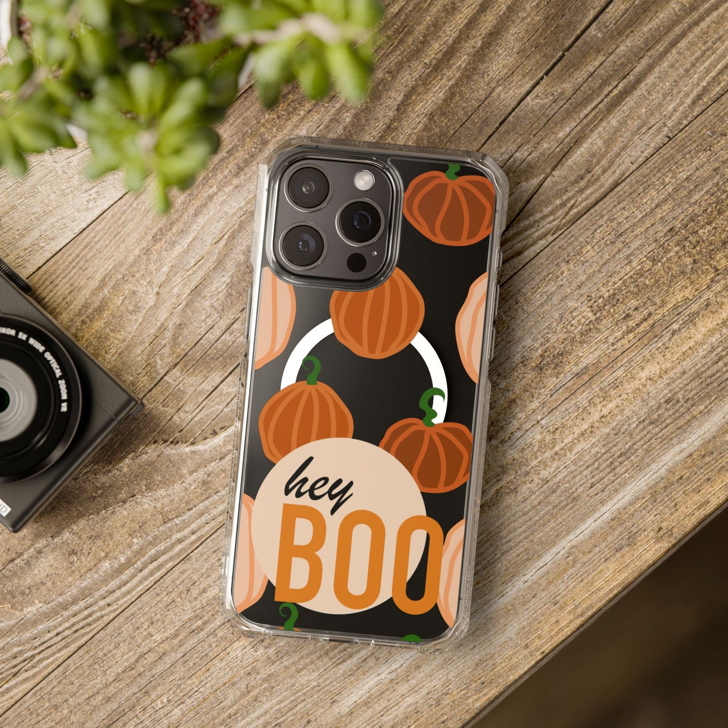 Hay Boo Halloween Pumpkin Phone Magnetic Clear Impact Cases