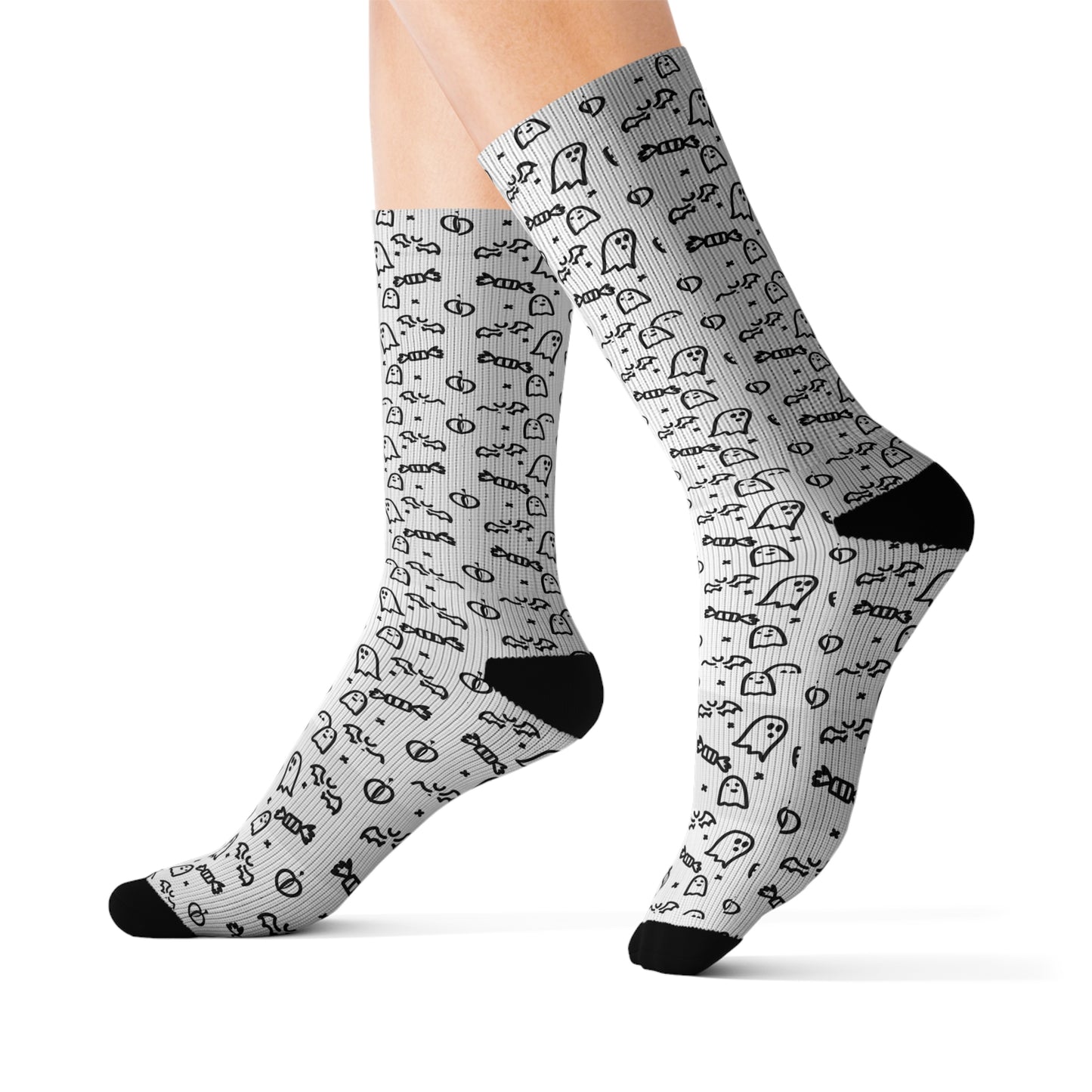 Spooky Season Ghosts And Pumpkins Chic Unisex Sublimation Socks