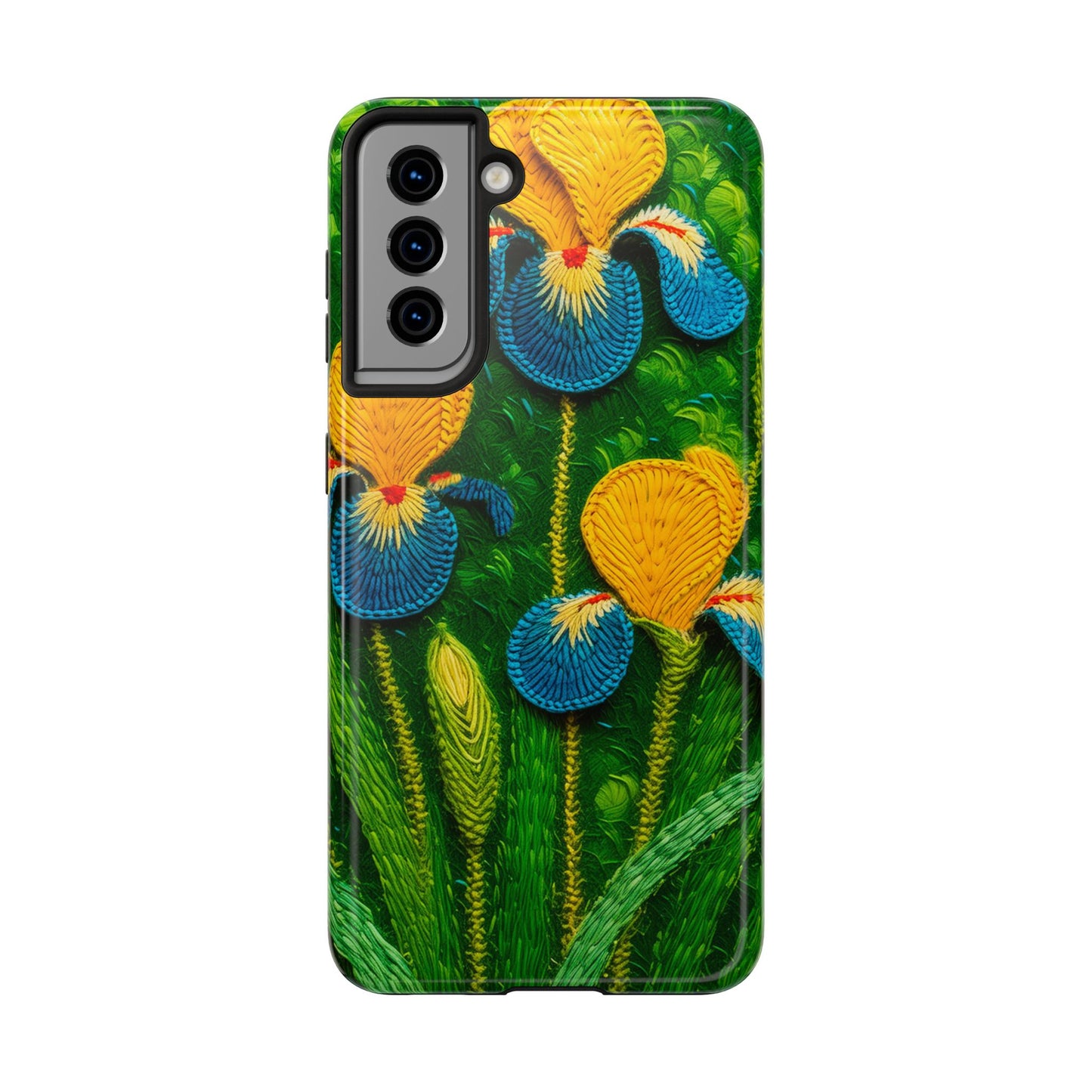 Knitted Yellow-Blue Irises Tough Phone Cases