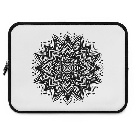 Chic Black Mandala Print Laptop Sleeve