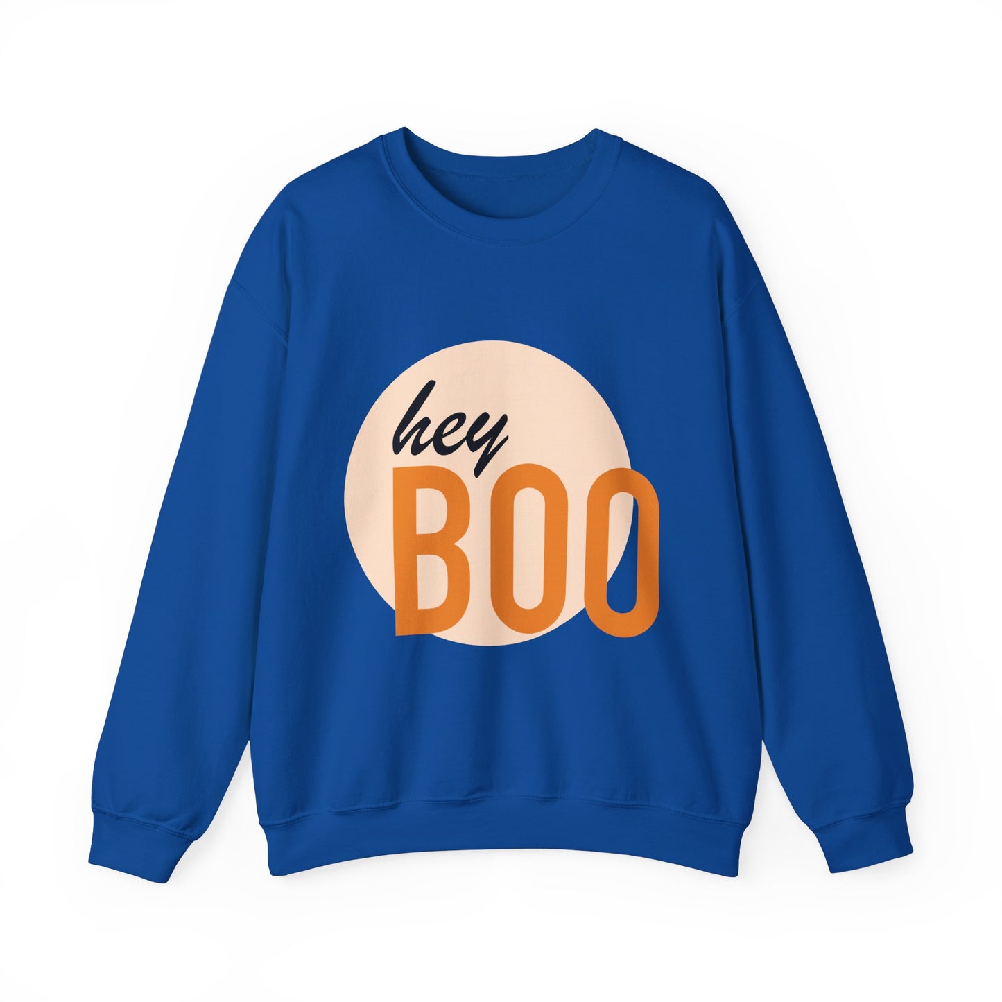 Hey Boo Halloween Print Chic Unisex Heavy Blend™ Crewneck Sweatshirt