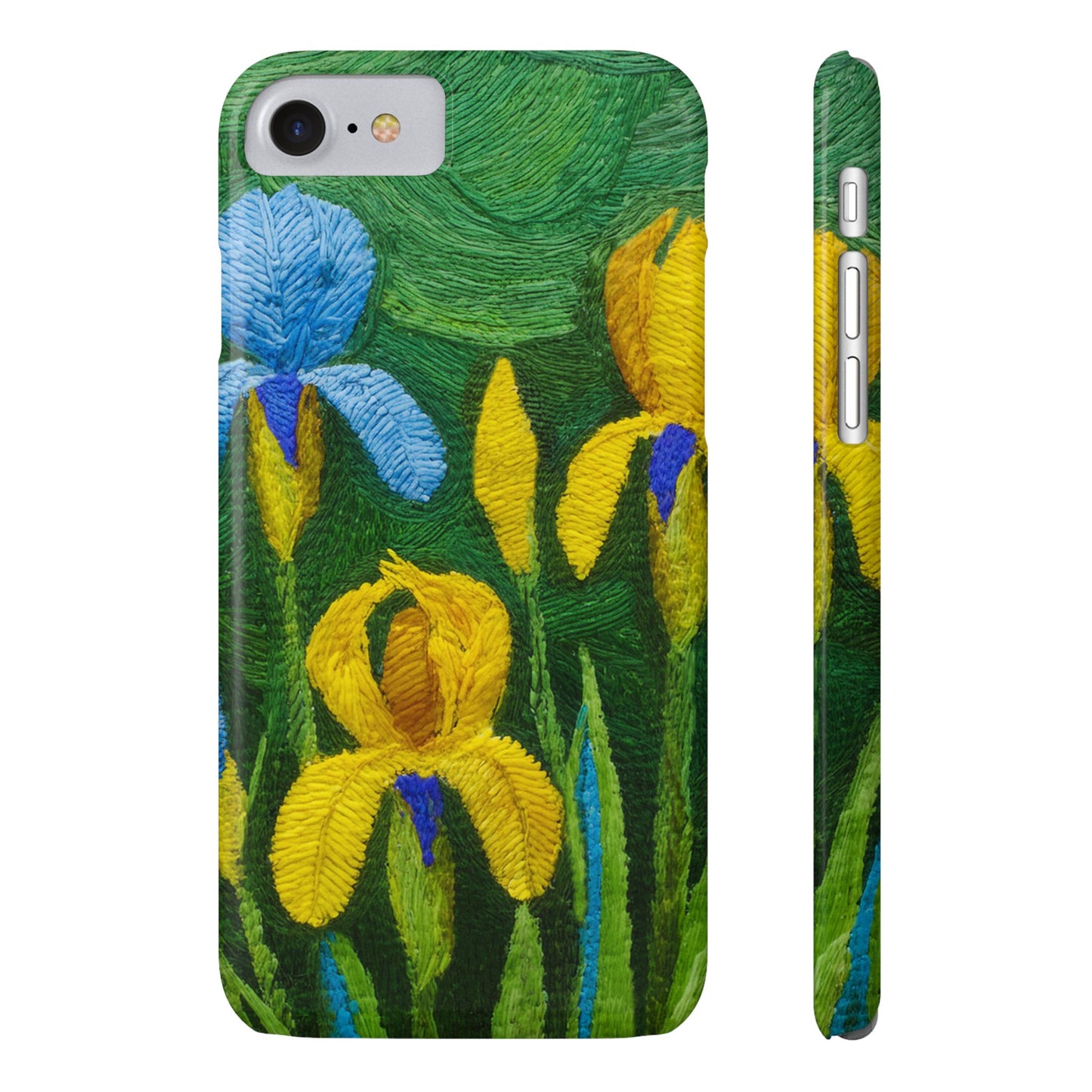 Knitted Irises Print Unisex Travel Slim Phone Cases