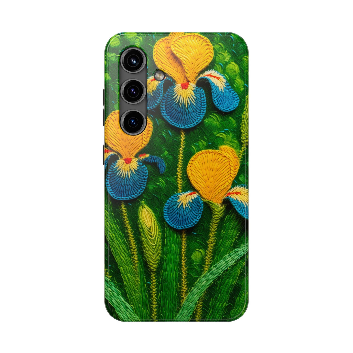 Knitted Yellow-Blue Irises Tough Phone Cases