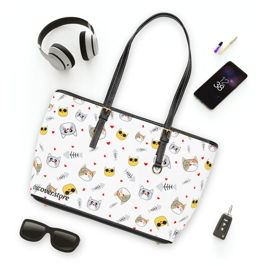 PU Leather Shoulder Bag "Funny cats"