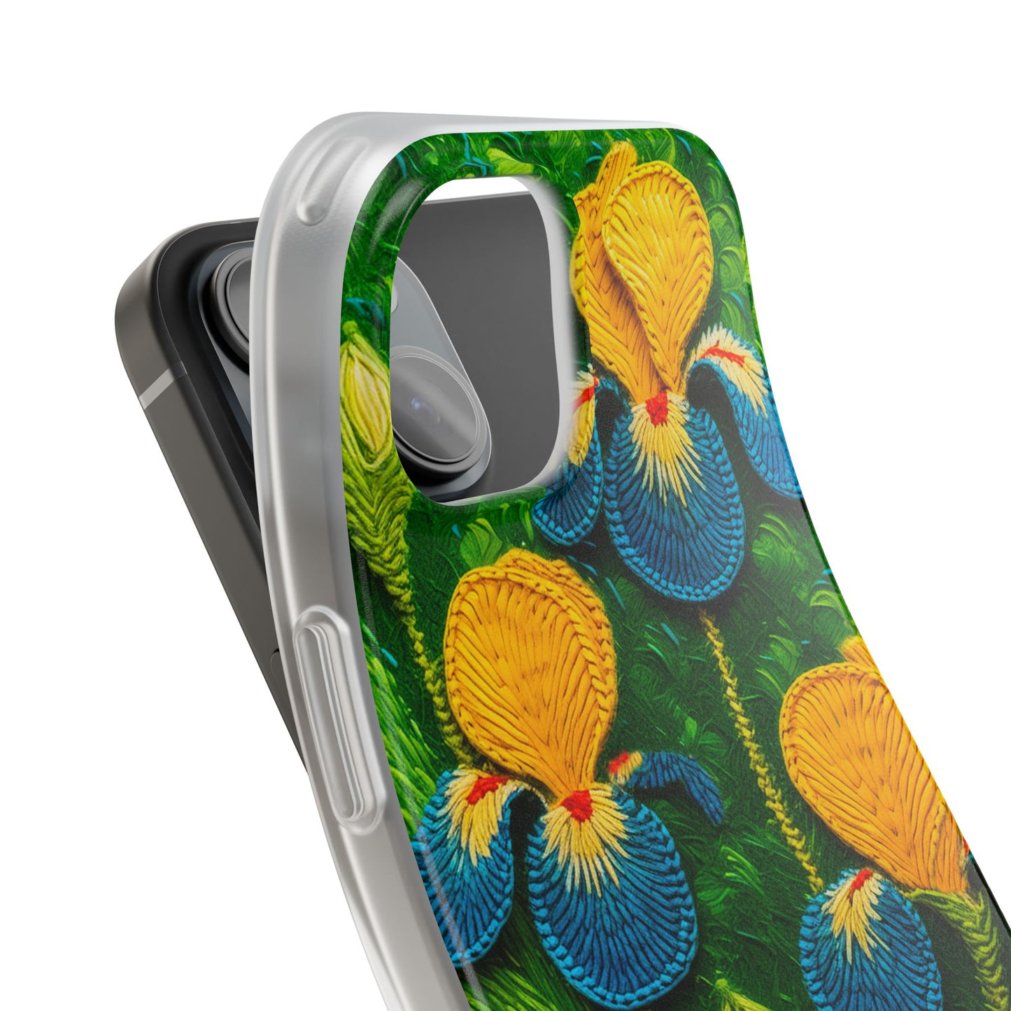 Knitted Yellow-Blue Irises Flexi Phone Cases