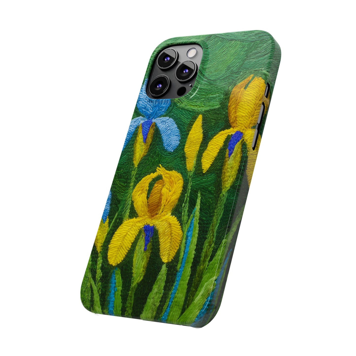 Knitted Irises Print Unisex Travel Slim Phone Cases