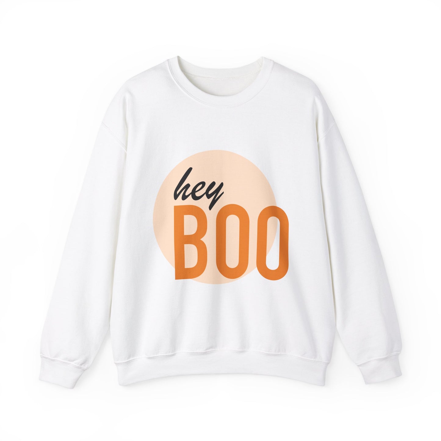 Hey Boo Halloween Print Chic Unisex Heavy Blend™ Crewneck Sweatshirt