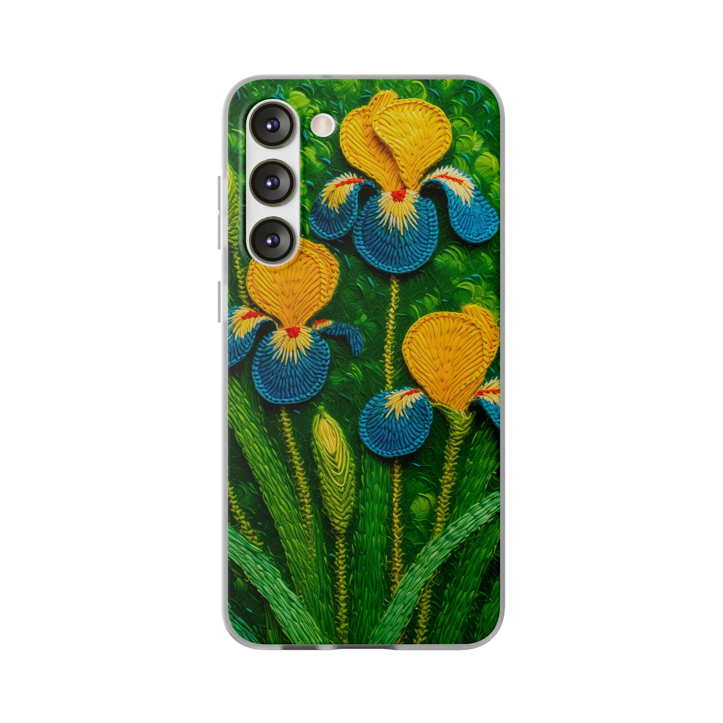 Knitted Yellow-Blue Irises Flexi Phone Cases