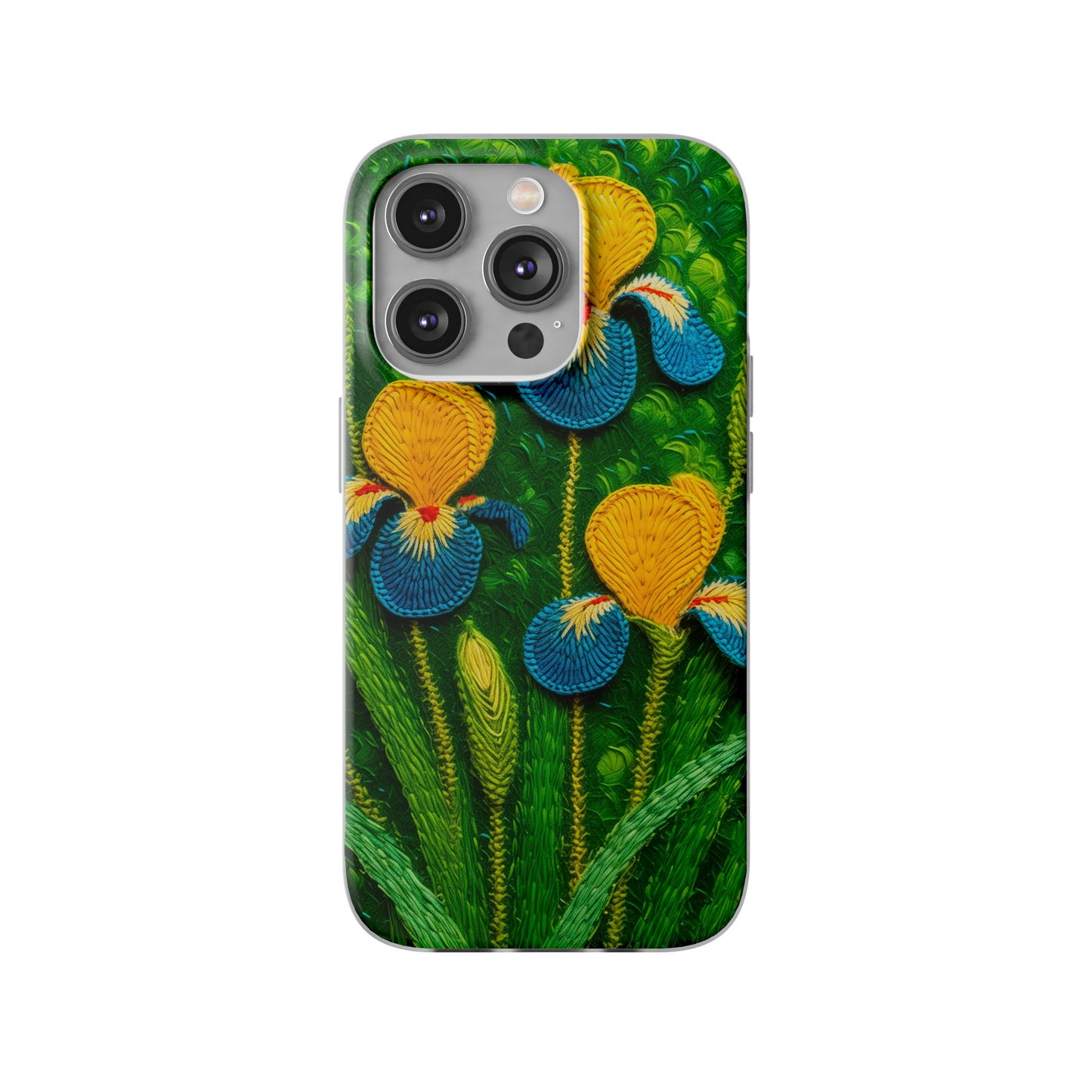 Knitted Yellow-Blue Irises Flexi Phone Cases