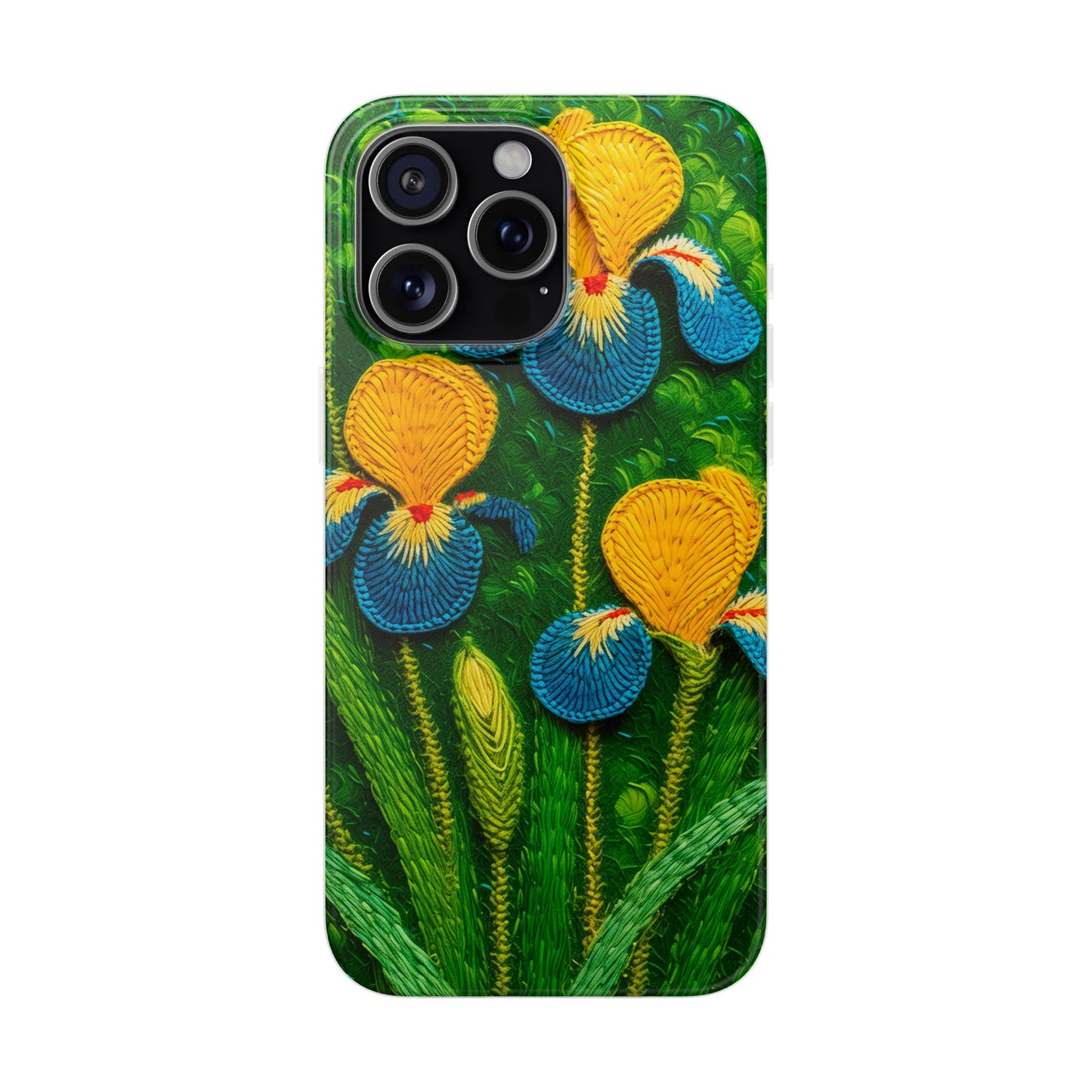 Knitted Yellow-Blue Irises Flexi Phone Cases