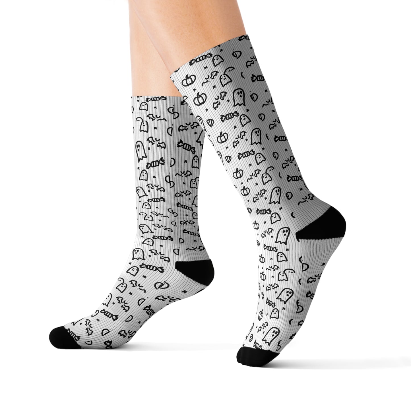 Spooky Season Ghosts And Pumpkins Chic Unisex Sublimation Socks